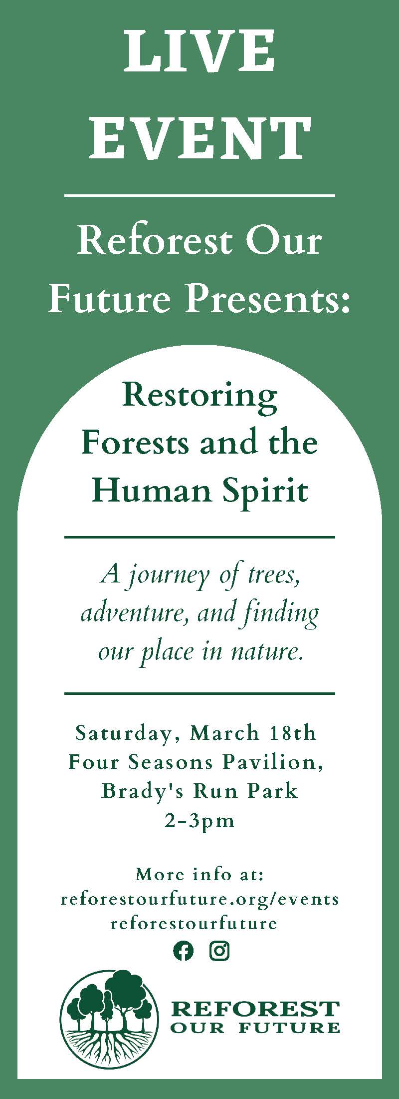 Restoring Forests and Human Spirit Event Flyer